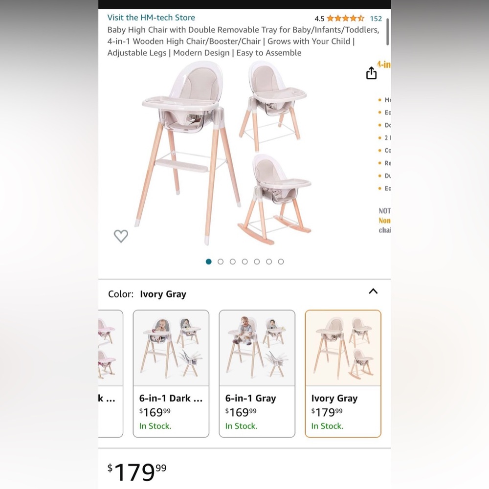 HM tech 4 in 1 grow with you baby high chair